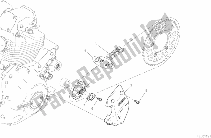 All parts for the Front Sprocket - Chain of the Ducati Scrambler Cafe Racer Thailand 803 2020